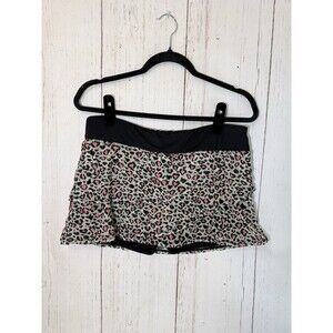 Coco Reef Swim Skort Leopard Print Bottom Size L Tummy Control Ruffle Bottom